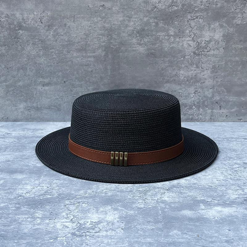 25 Retro Flat-Top Straw Hats For Children'S Summer Vacation Seaside Beach Sunshade Top Hats Show Small Face