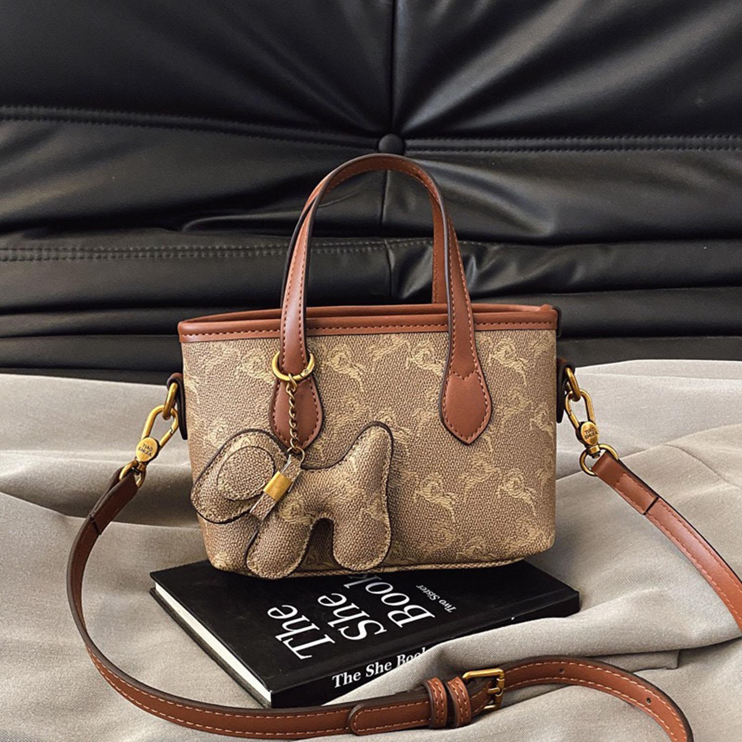 

Women s fashionable and stylish hand-held bucket bag high-end retro versatile single shoulder crossbody commuting bag Small хакі