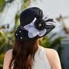 Women's Retro Organza Sun Hat - Versatile Two-Tone Brim with European & American Summer Style Floral Design