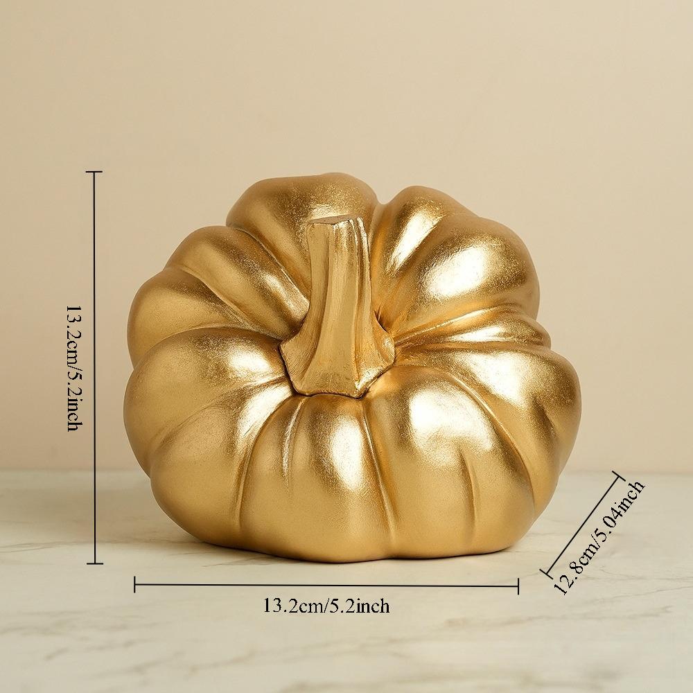 Golden Pumpkin Statue Thanksgiving Decorations Resin Pumpkin Figurine Autumn Farm Home Desktop Hallowee Party Ornament