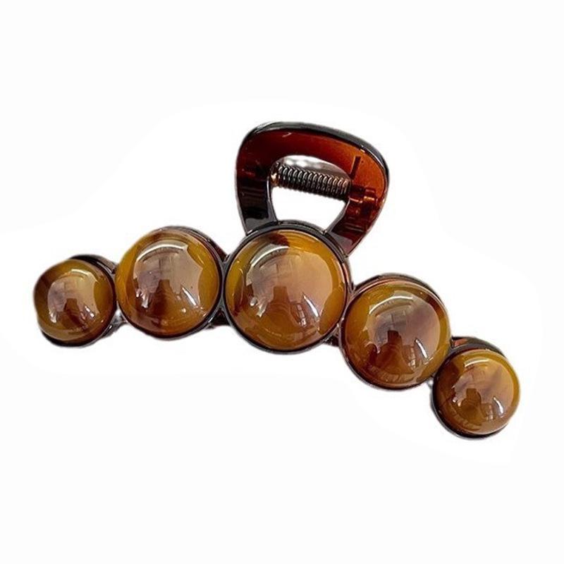 2025 Elegant Amber Bead Claw Clip for Women - Large Hairpin High-End Shark Headwear