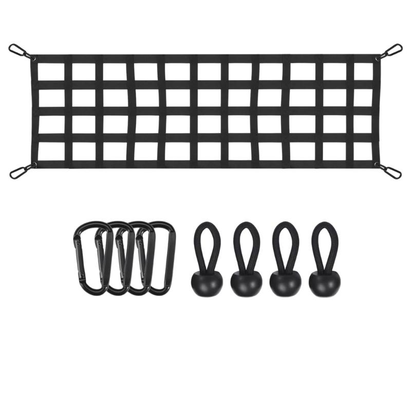 Universal 60X18 Inch TPE Truck Bed Cargo Net with Quick Assembly Kit Suitable for Secure Load Retention On Rough Road
