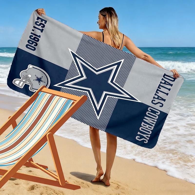 Asciugamano da Spiaggia con Stampa Dallas Cowboys, Asciugamano Grande Morbido ad Asciugatura Rapida per Spiaggia Campeggio Nuoto
