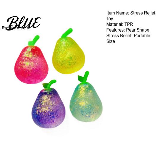 Stress Relief Squeeze Ball Shapeable Glitter Pear Toy Transparent Relaxation Reliever Slow Rising Decompression Fruit Sensory Fidget