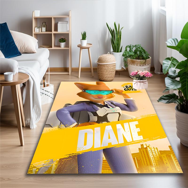 1pc Fox Girl Cartoon Character Printed Chair Rug for Home Office Use, Living Room Kitchen Game Room Area Carpet