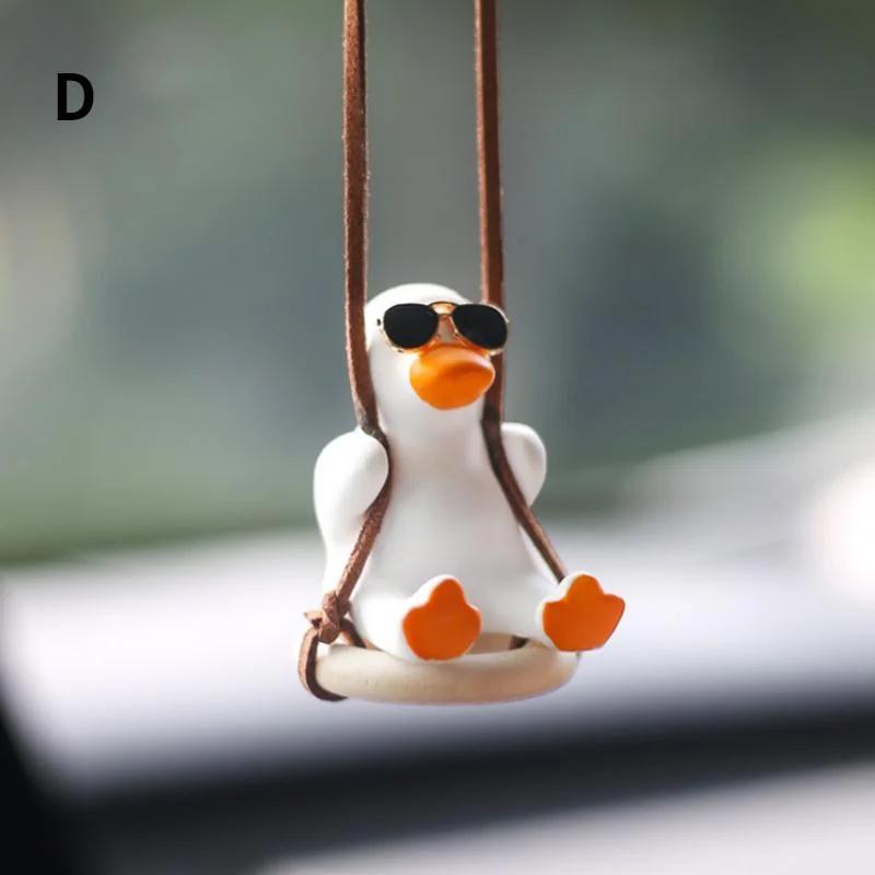Cute Car Accessorie Duck Pendant Auto Rearview Mirror Ornaments Birthday Gift Couple Accessorie Car Fragrance