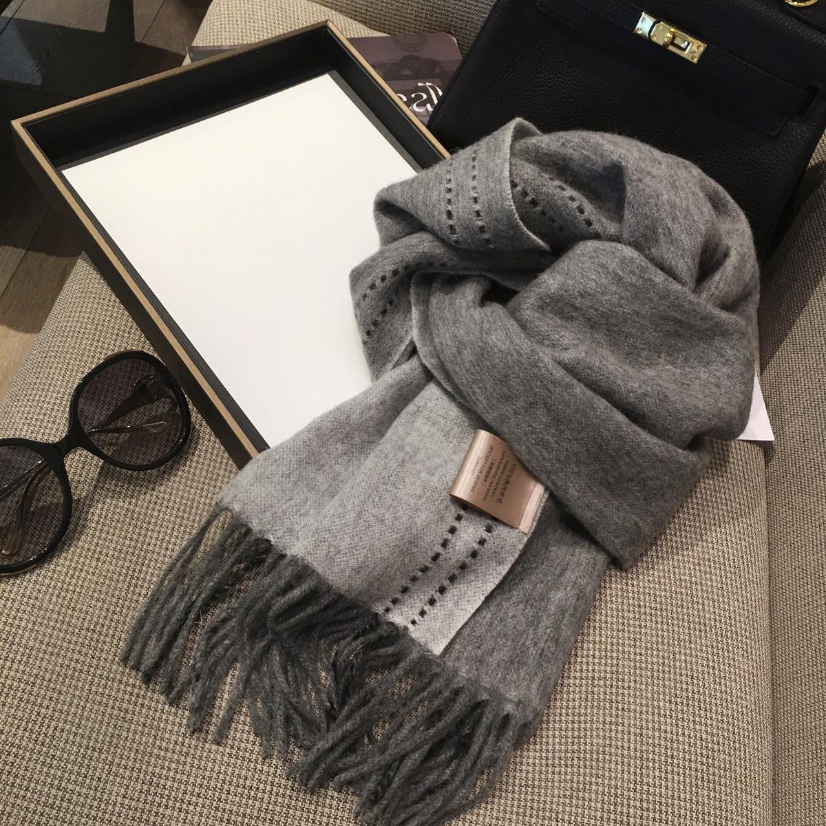 

Осенне-зимний утолщенный шерстяной двухсторонний однотонный шарф с бахромой для мужчин и женщин, пар, студентов, маленький One Size