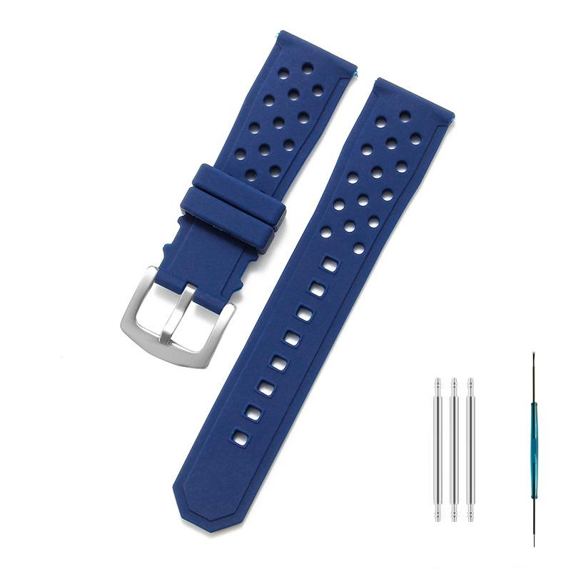 22mm Watch Strap For TAG Heuer F1 Monaco Carrera Formula 1 Watchband Air Vent Hole Wristband Rubber Silicone Bracelet Accessory