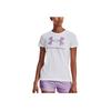 Under Armour Logo Comfort Breathable Round Neck Short Sleeve T-Shirt Women Tops White 1356305-108