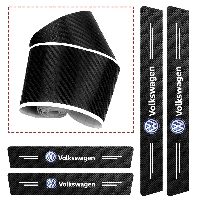 ·1/4/5Pcs Car Door Sill Carbon Microfiber Protector Sticker For Volkswagen VW Golf Passat GTI Amarok Teramont Phaeton ID.3 SharaNB5