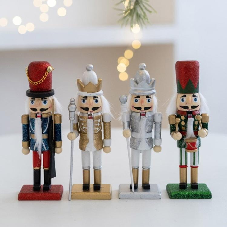 Artisanal Wood Nutcrackers Puppet 16cm Traditional Christmas Centerpieces Decorative King Soldier Figure Toy Ornament