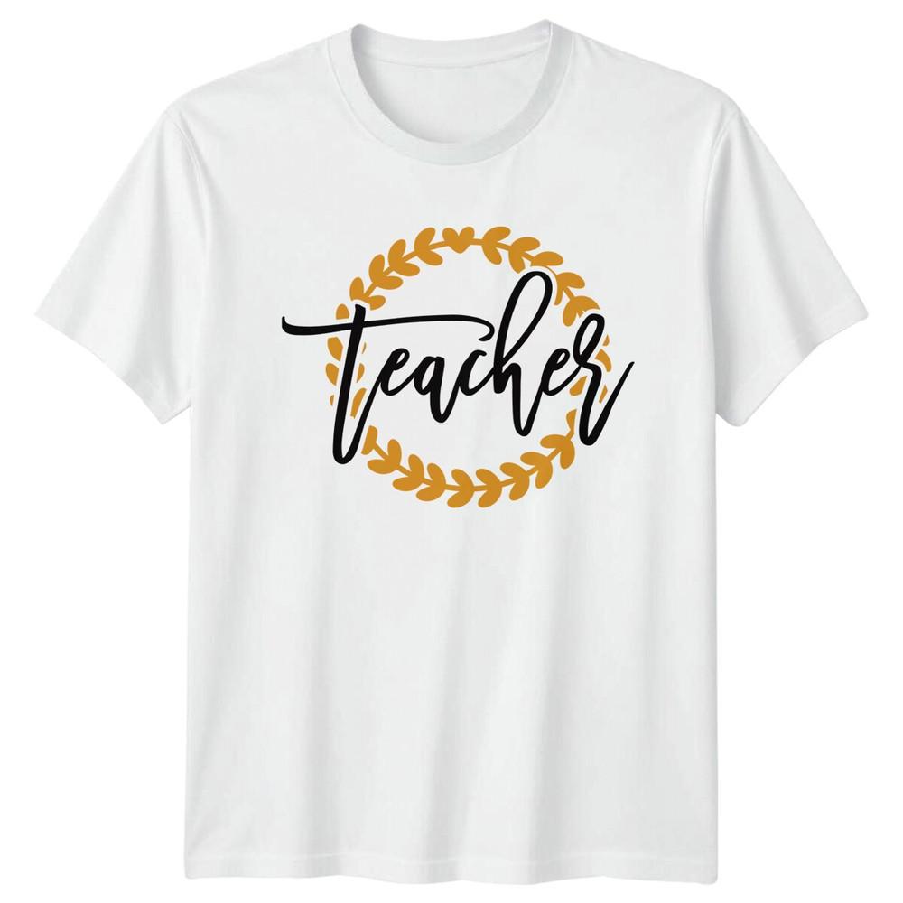 Teacher Floral Wreath Graphic TShirt Educator Job Tee S