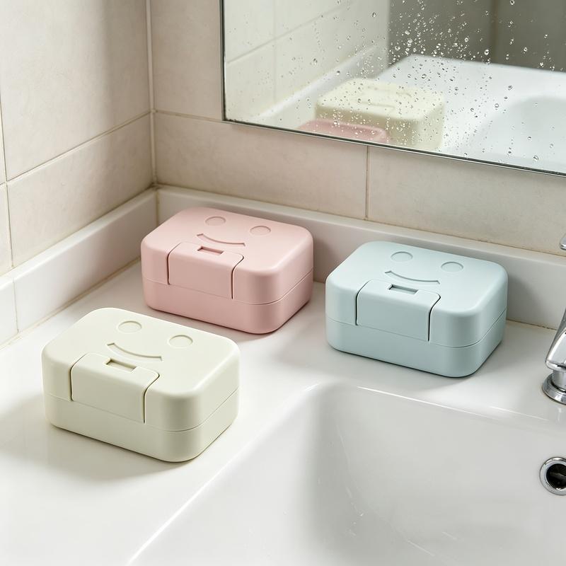 2pcs Cartoon Sealed Soap Box With Lid, Portable Travel Soap Container, Bathroom Soap Storage Case