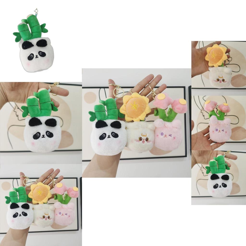Adorable Panda Plush Keychain Cute Animal Doll Short Plush Hanging Accessory