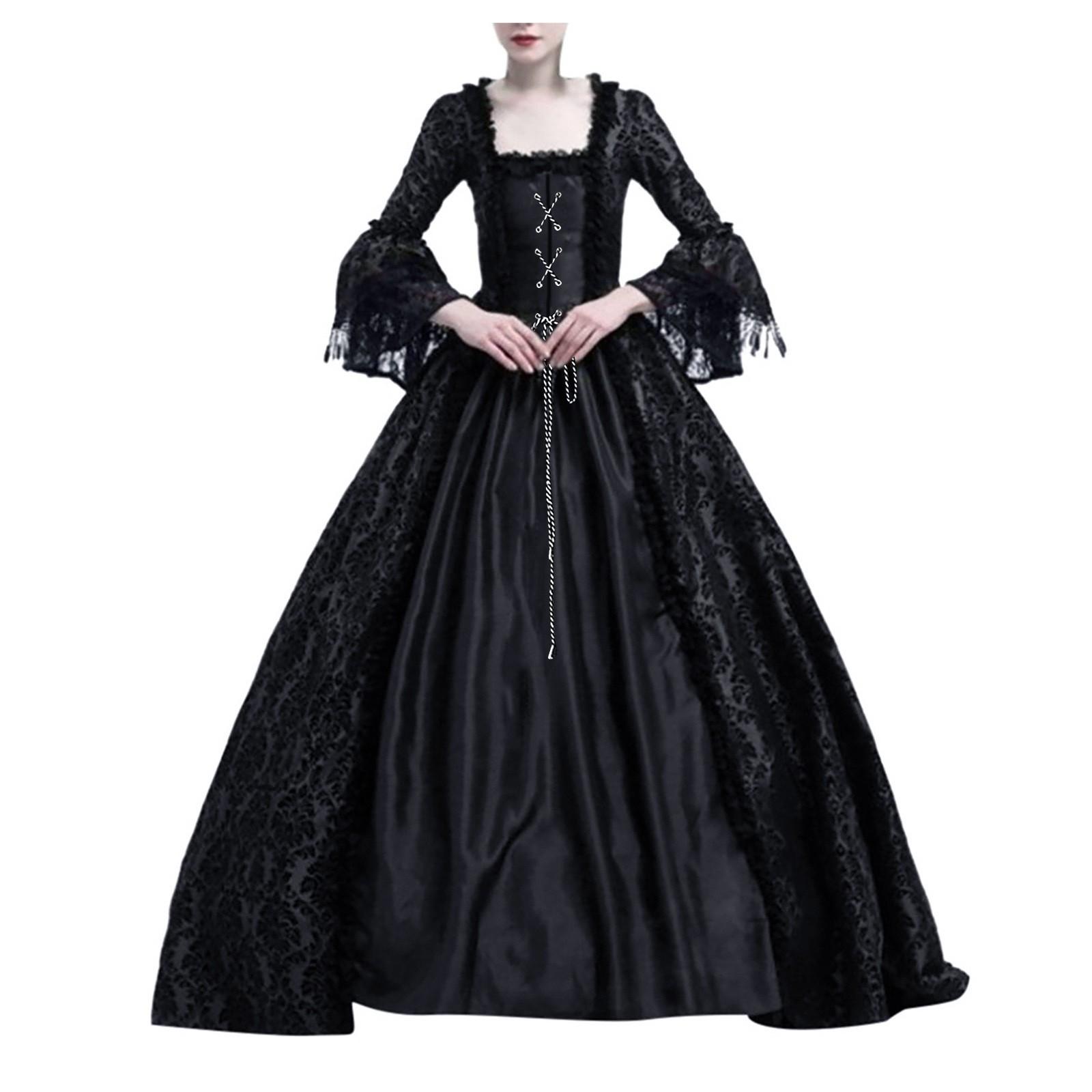 Robe Gothique Viking Femme – Manches Trompette, épaules Dénudées, Style Médiéval Renaissance - 4