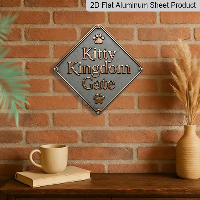 2D Flat, 1pc Cat Kingdom Themed Vintage Metal Wall Sign - Retro Feline Decor with Irregular Cat-Shaped Cutouts Suitable for Entryway, Living Room