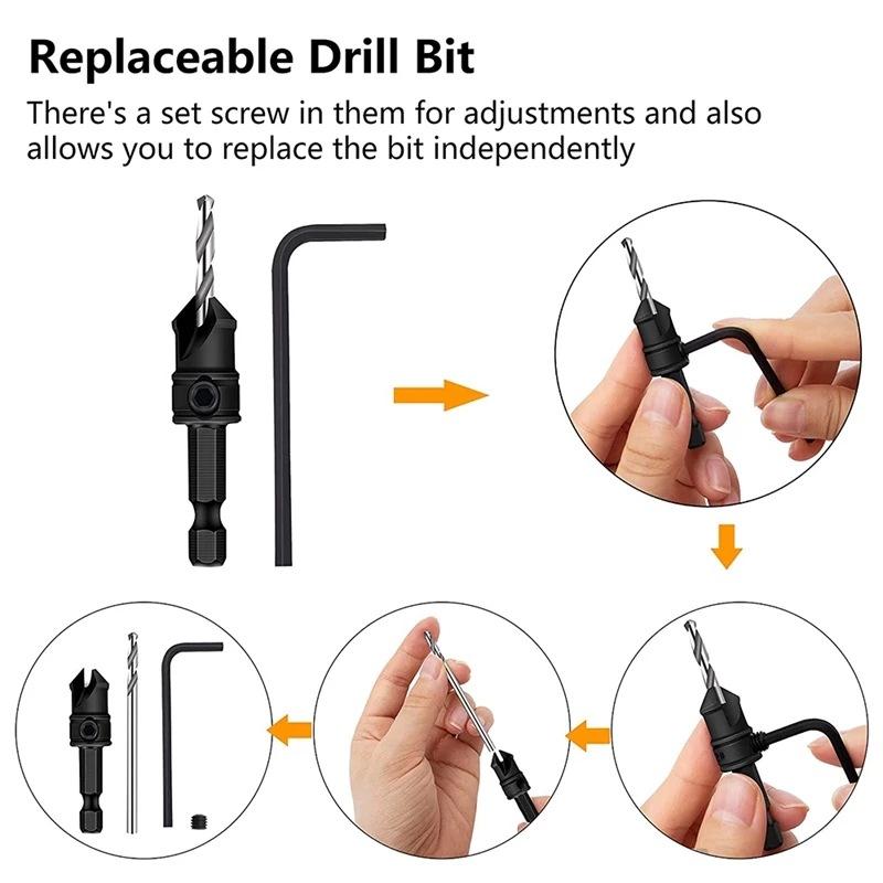 New Hole Opener Set with Hexagonal Screws Hardware Tools Woodworking Specific Countersunk Drill Bits That Can Be Freely Adjusted