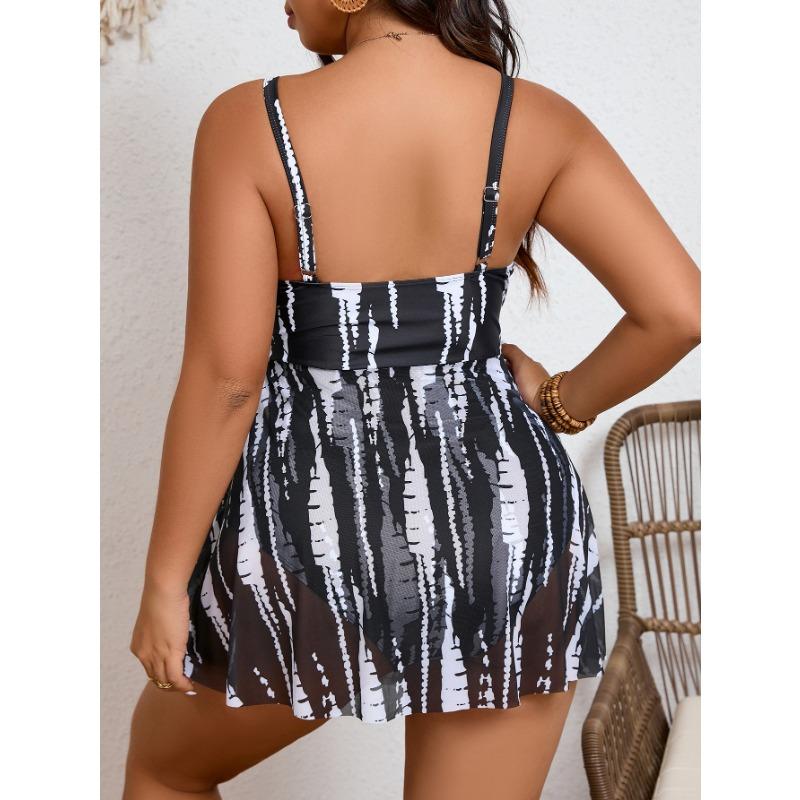 Women S Plus Size Black Floral Print One Piece Swimsuit