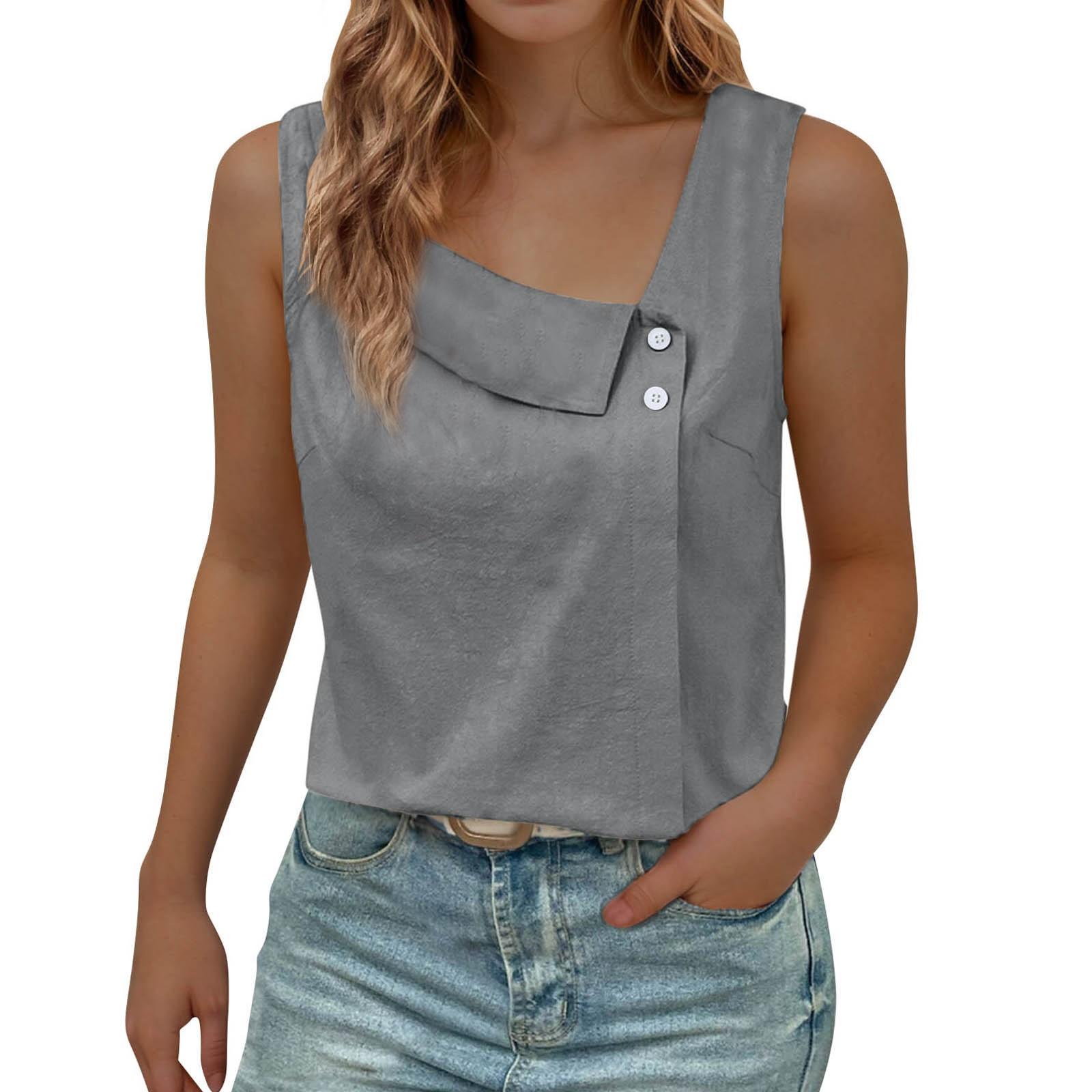 

Однотонні жіночі топи без рукавів, модні повсякденні вільні з V-подібним вирізом, сорочки великих розмірів XXL