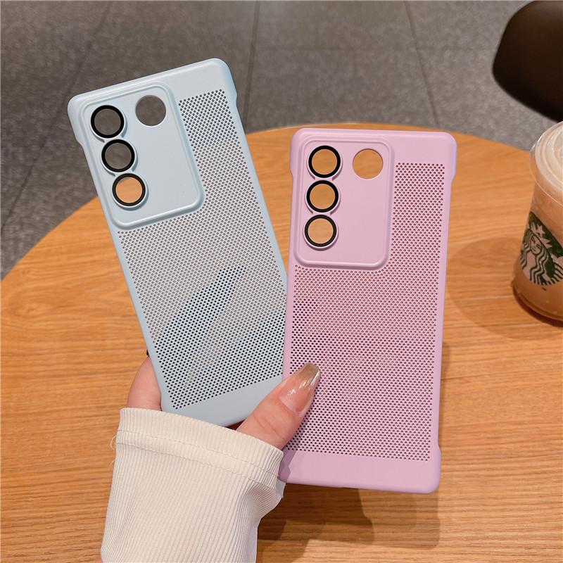 Frameless Heat Dissipation Case With Lens Film For Vivo S18 S17 S17t S16 Pro Breathable Cooling Grid Hard PC Cover Back Shell Protector