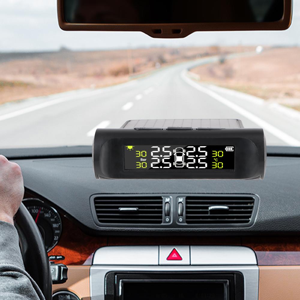 Tyre Pressure Monitoring System with 4 External Sensors Auto Security Alarm Systems Car TPMS Battery Version Digital LCD Display