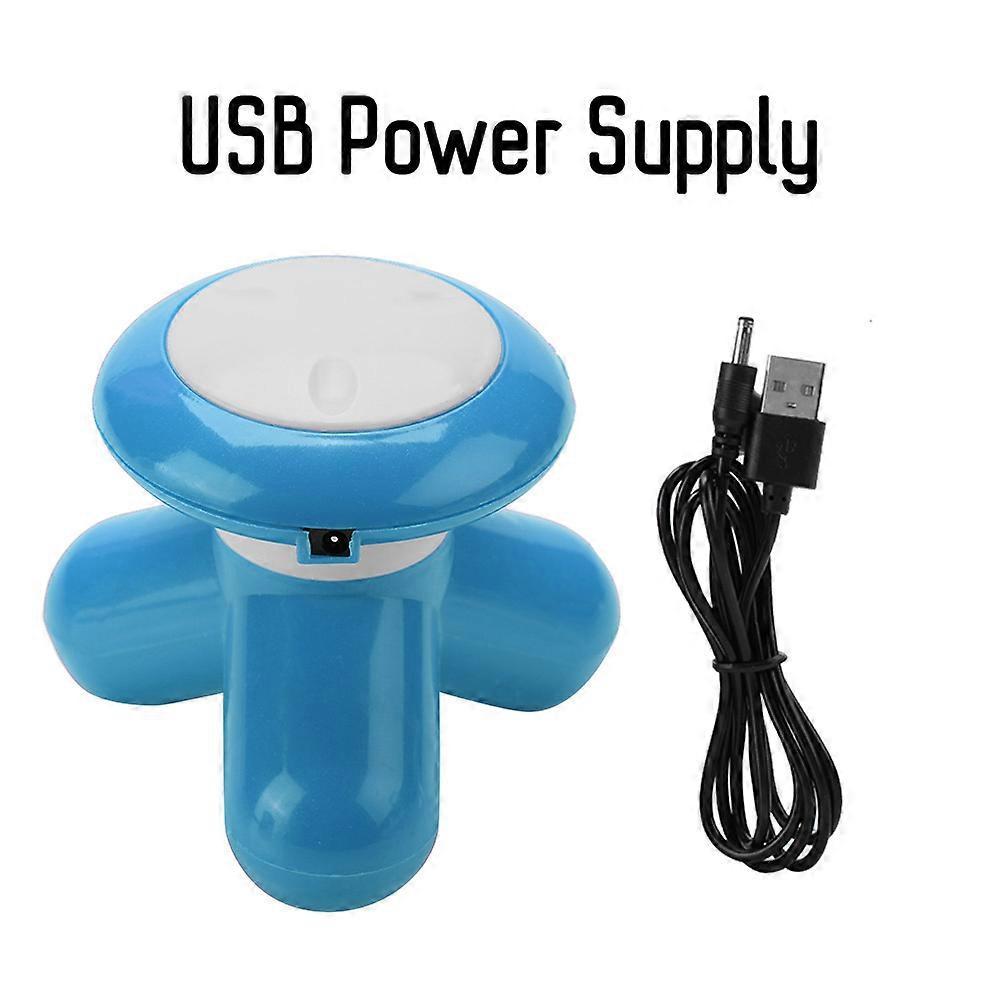USB Mini Electric Handled Wave Vibrating Massager Neck Full Body Massage (Blue)