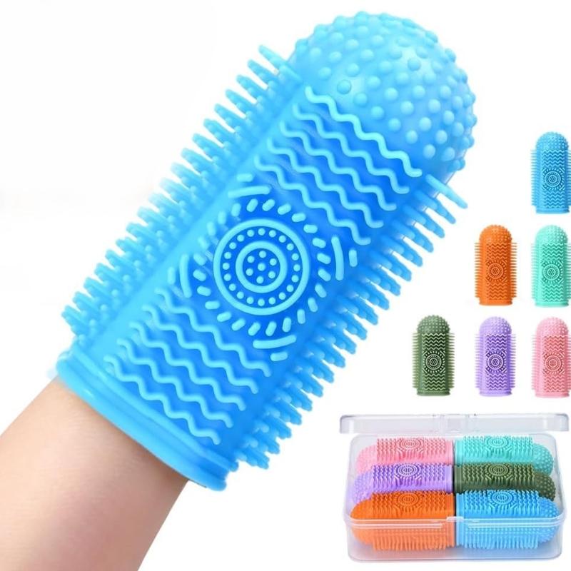 6Pieces Pet Finger Toothbrush for Training Teething Cleaning Dog Toothbrushes Cleaning Massager Dental Care