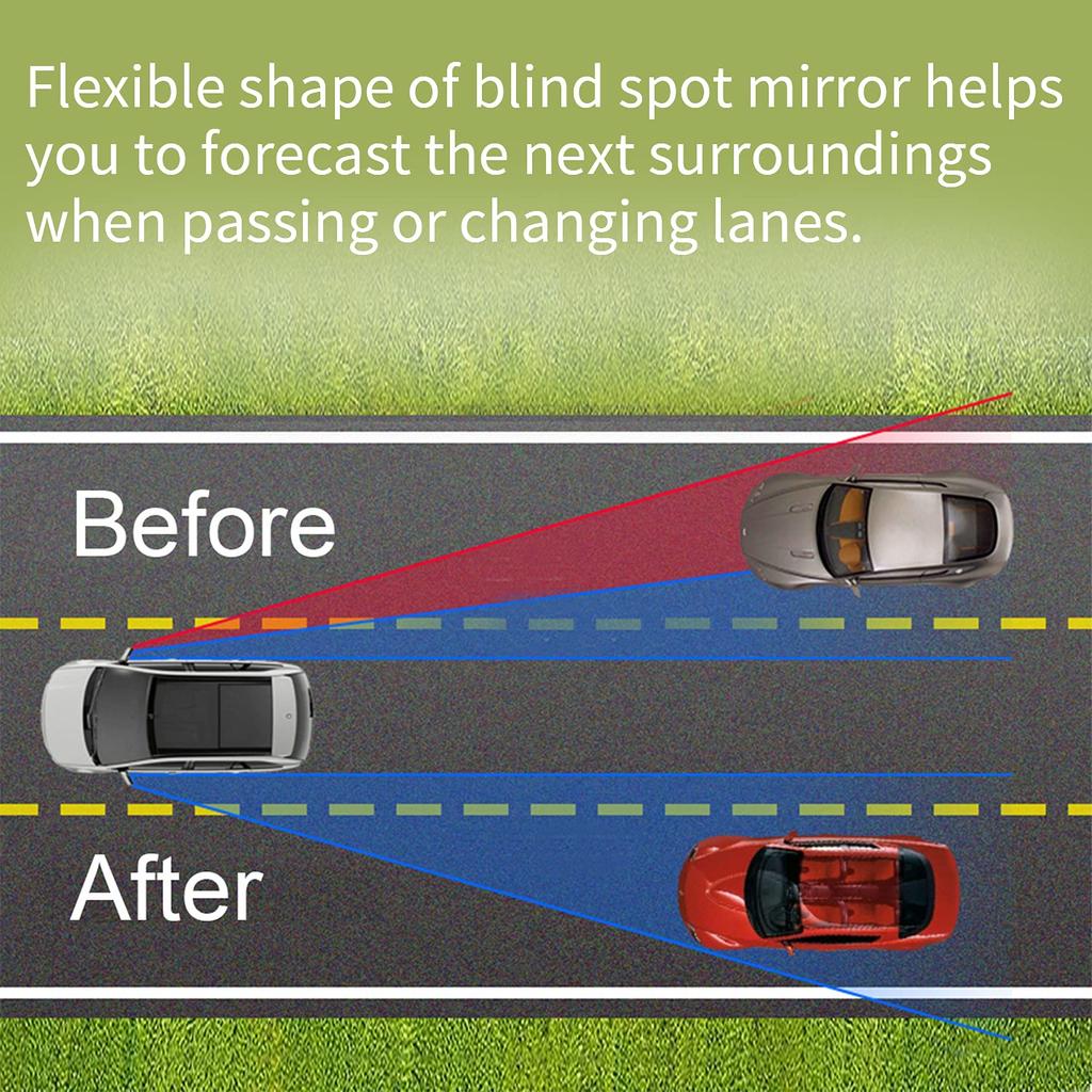 BOROLA Set of 2 Round Car Blind Spot Mirrors Auxiliary Mirrors 360 Degree Angle Adjustable Wide View (Black)