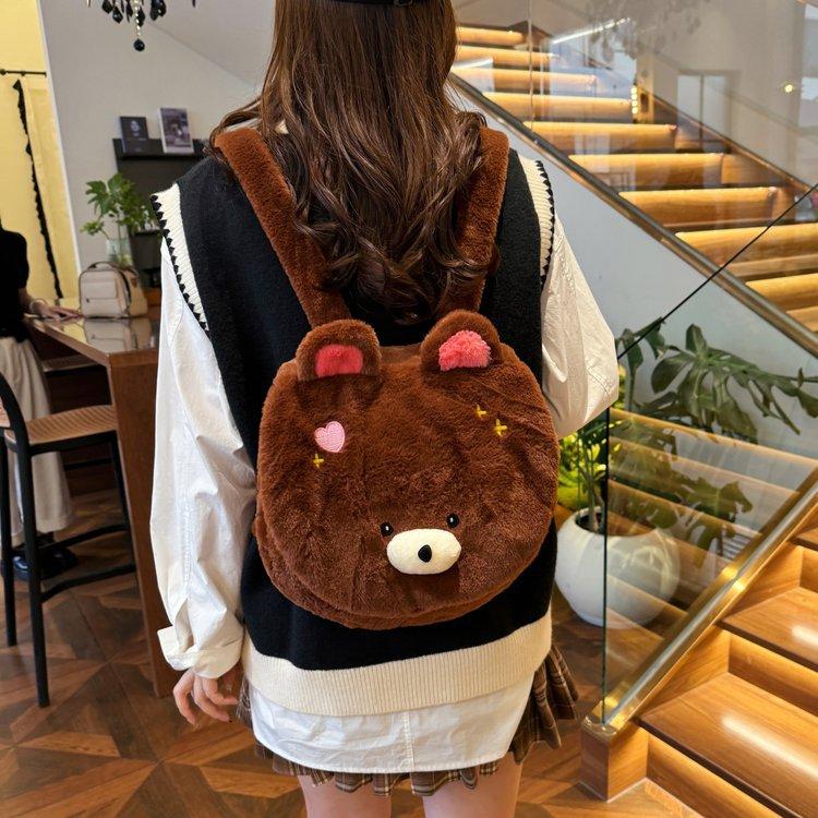Schoolbag bear cartoon backpack cute girl college student backpack doll bag pain bag doll plush mini schoolbag