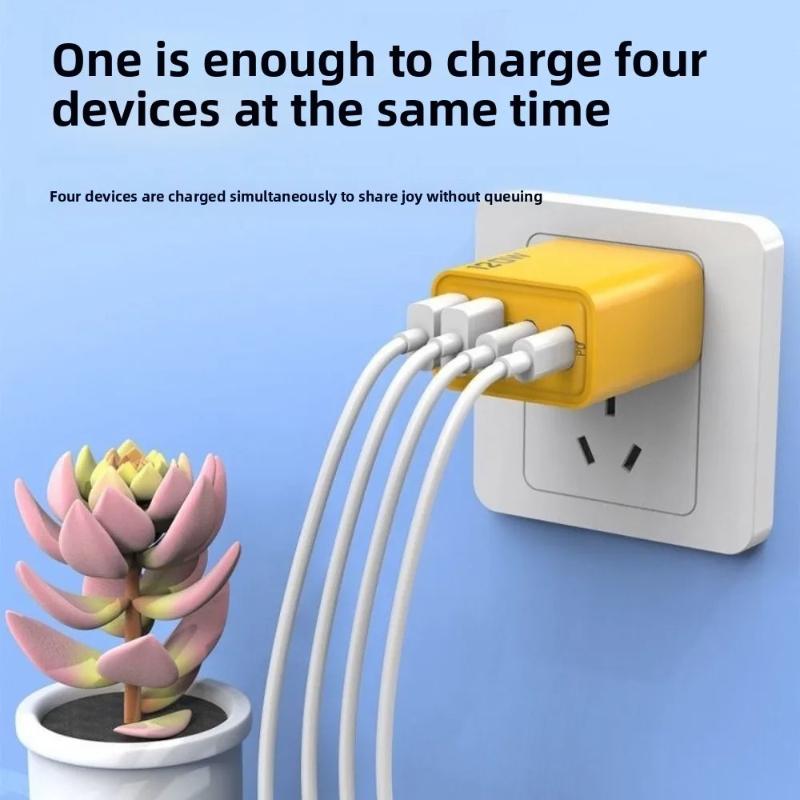 EU/US/UK120W fast charger with 2 USB ports and 2 Type-C ports,2-meter data charging cable,used for mobile phone,tablet,headphone