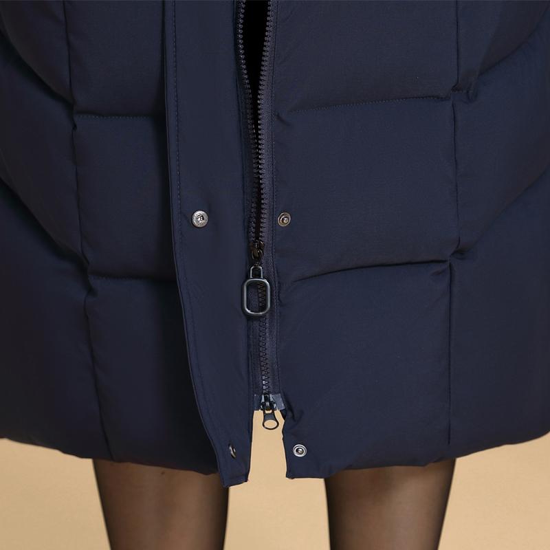 Parkas largas de talla grande XL-6XL para mujer de mediana edad, abrigos gruesos y cálidos de invierno con capucha, elegantes chaquetas holgadas con cuello de piel sintética para mujer