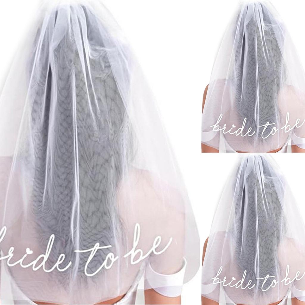 White Letter Headpiece Head Veil with Comb Perfect for Wedding Celebrations Beach Shower Party Bridesmaids Veil