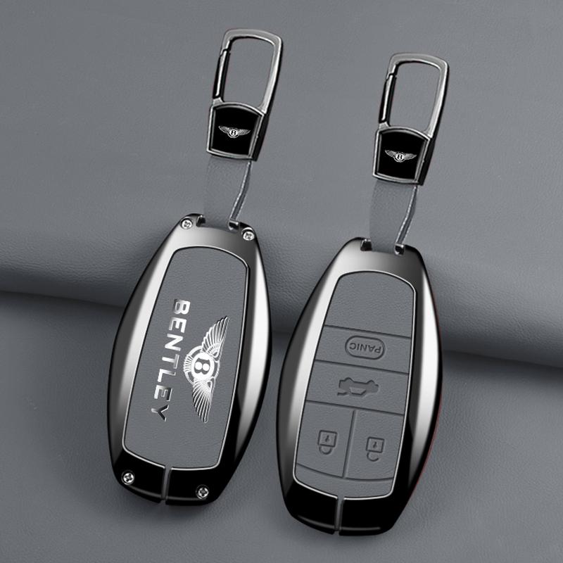 Zinc Alloy Car Key Case Cover Protector Shell Remote Keychain Accessory For Bentley Flying Spur Continental GT Bentayga Mulsanne TH4