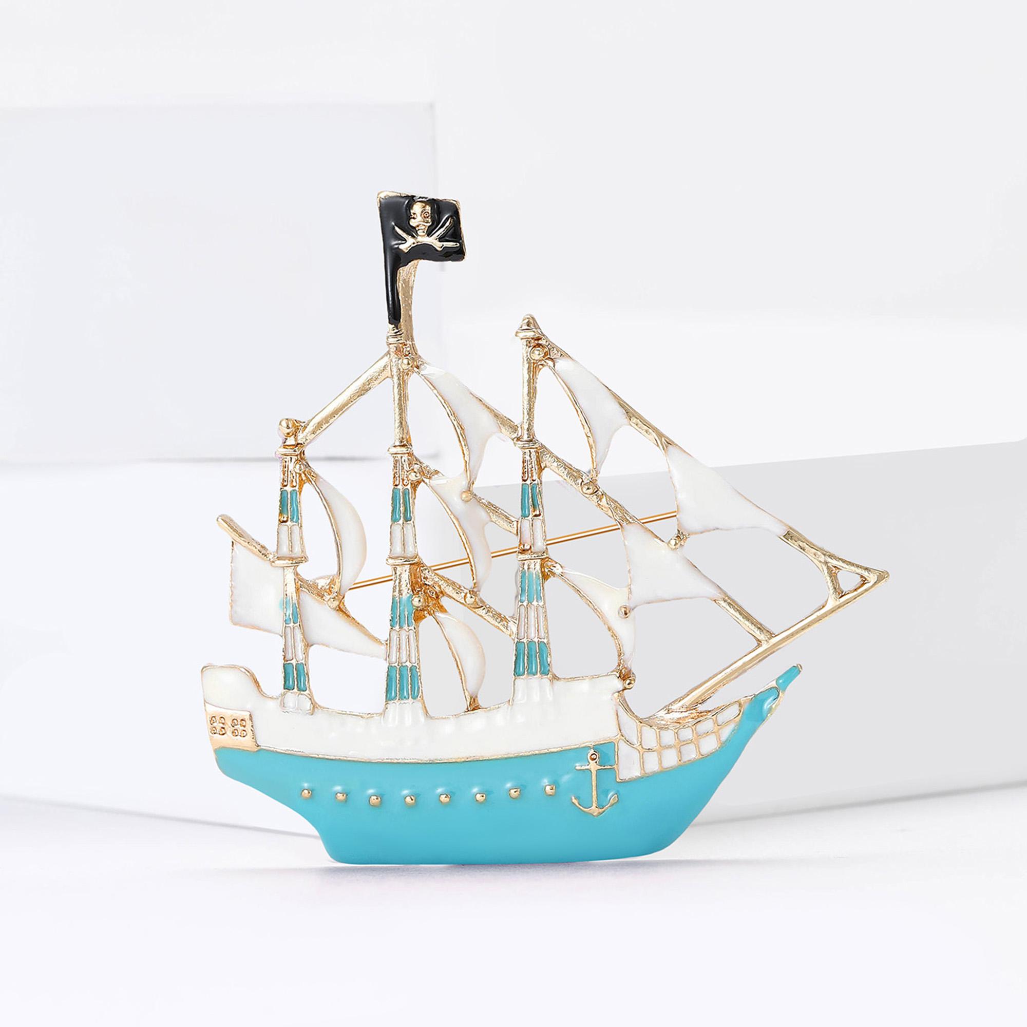

Stylish Enamel Boat Brooches for Women Unisex Ocean Series Pins Friend Event Party New Gifts Jewelry Decoration Accessories