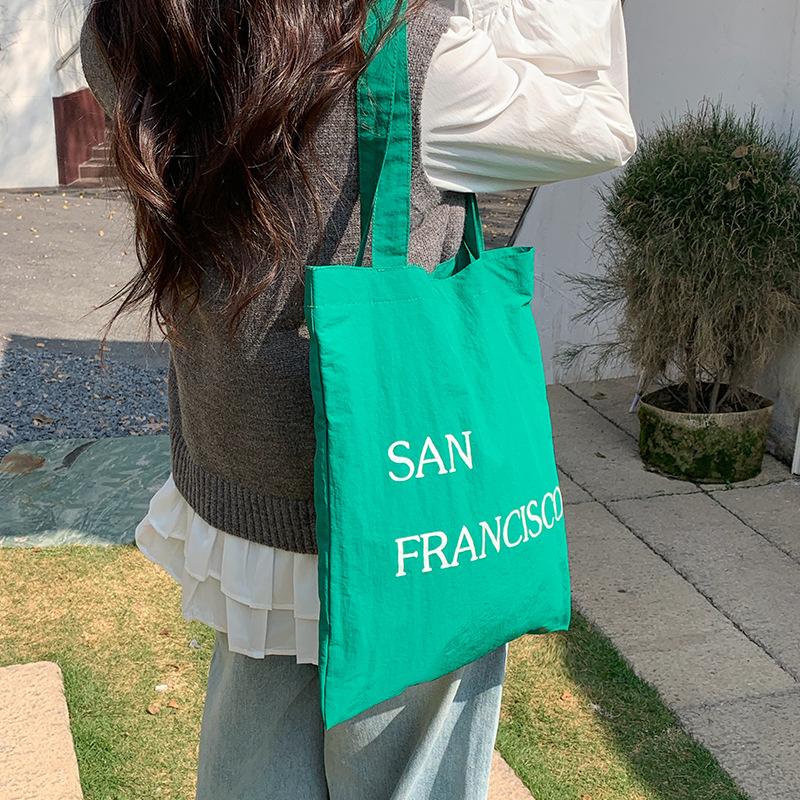 

Spring New Color Party Letter Print Slouchy Style Single Shoulder Bag Casual Nylon Purses
