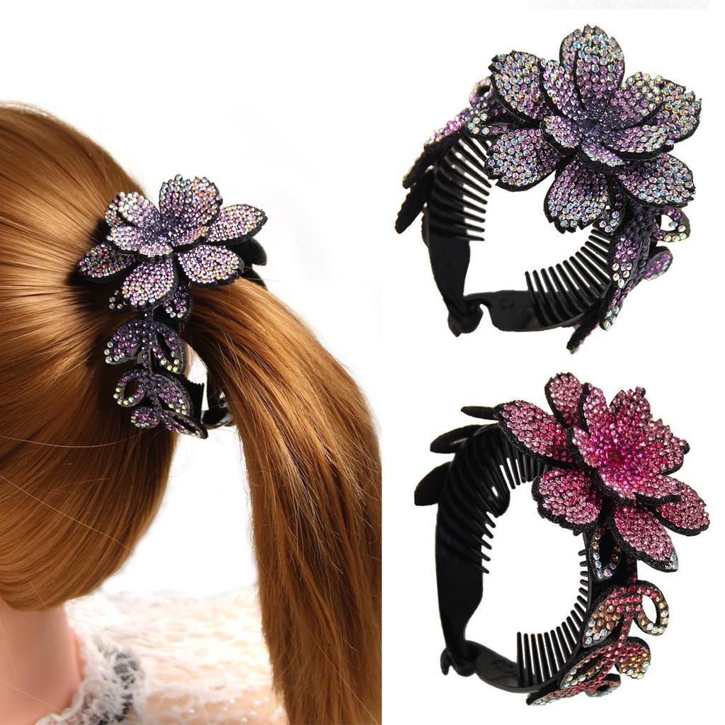 Floral Korean Style Dumpling Bun Hair Tie & Clip