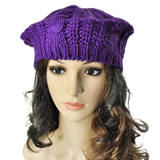 Women Fall Winter Hat Knitted Bonnet Solid Color Elastic Twisted Texture Keep