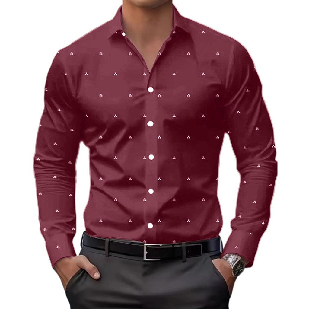 Men's  Trend  Fashion  Leisure  Versatile  Flip Collar  Long Sleeves  Shirt