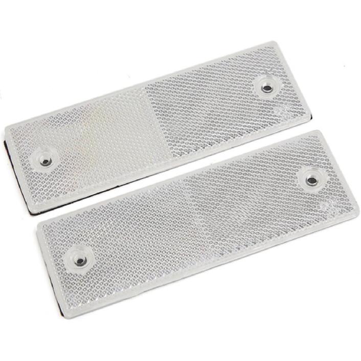 145mm x 45mm White Plastic Self-adhesoive Rectangle Trailer Car Reflector 2PCS Auto Replacement Parts