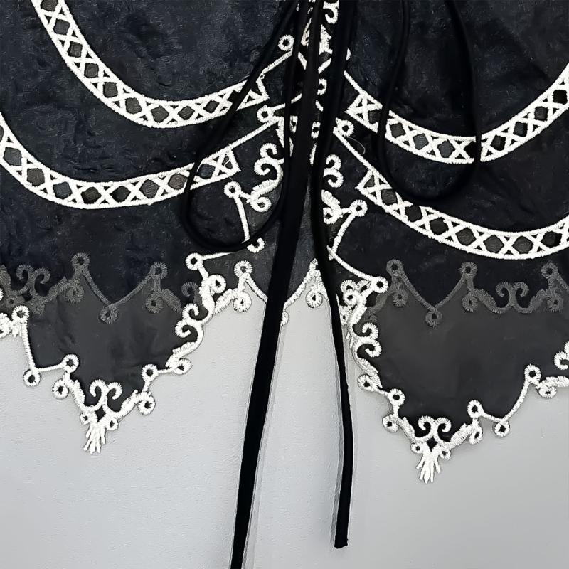Embroidered Half Shirt False Collar Black Spread Lapel Versatile Art Collar Sweet Shawl False Decorative Shawl