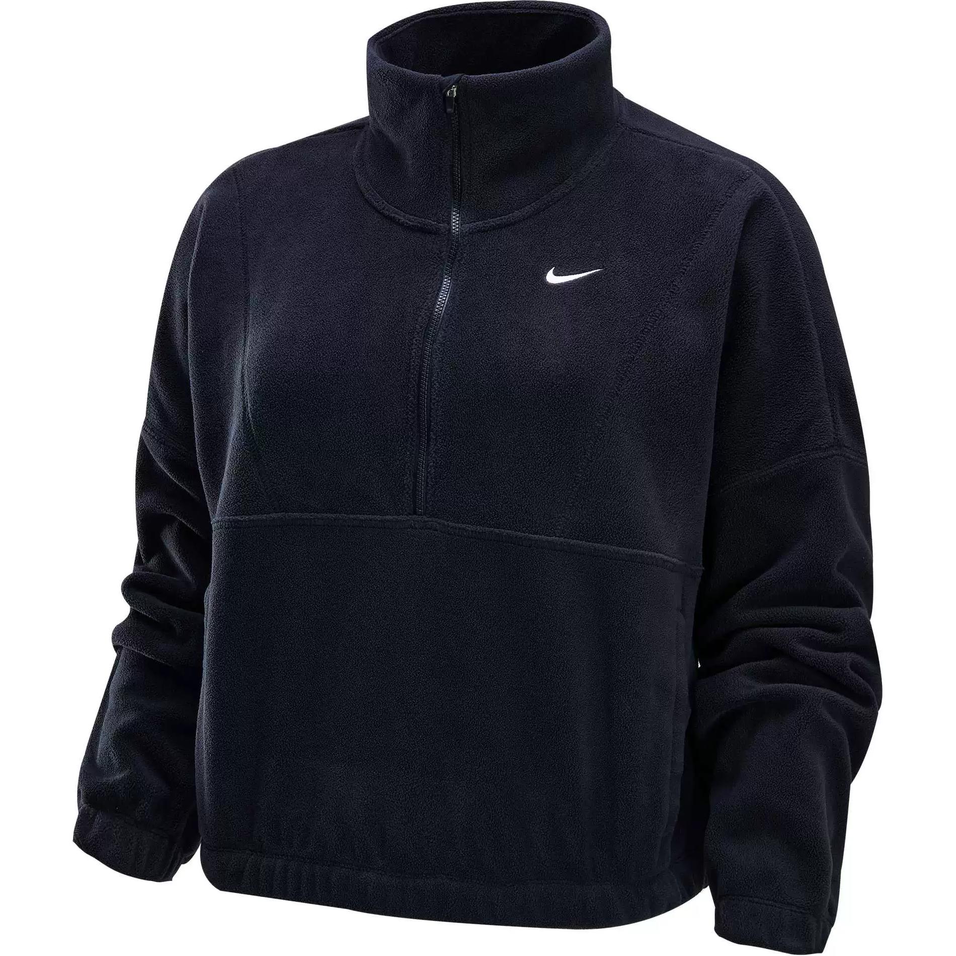 

Nike Therma-Fit One Oversized Fleece Logo Embroidery Pattern Pullover Half-Zip Long Sleeve Sweatshirt Women sweatshirt Black White FV7956010 XL