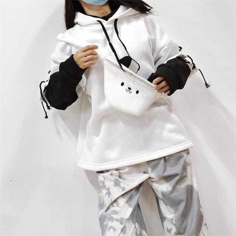 Winter Korean Warm Hoodie Ruili Bear Anime Hoodie Women Kawaii Round Neck Long Sleeve Hoodie Fashion Super Street