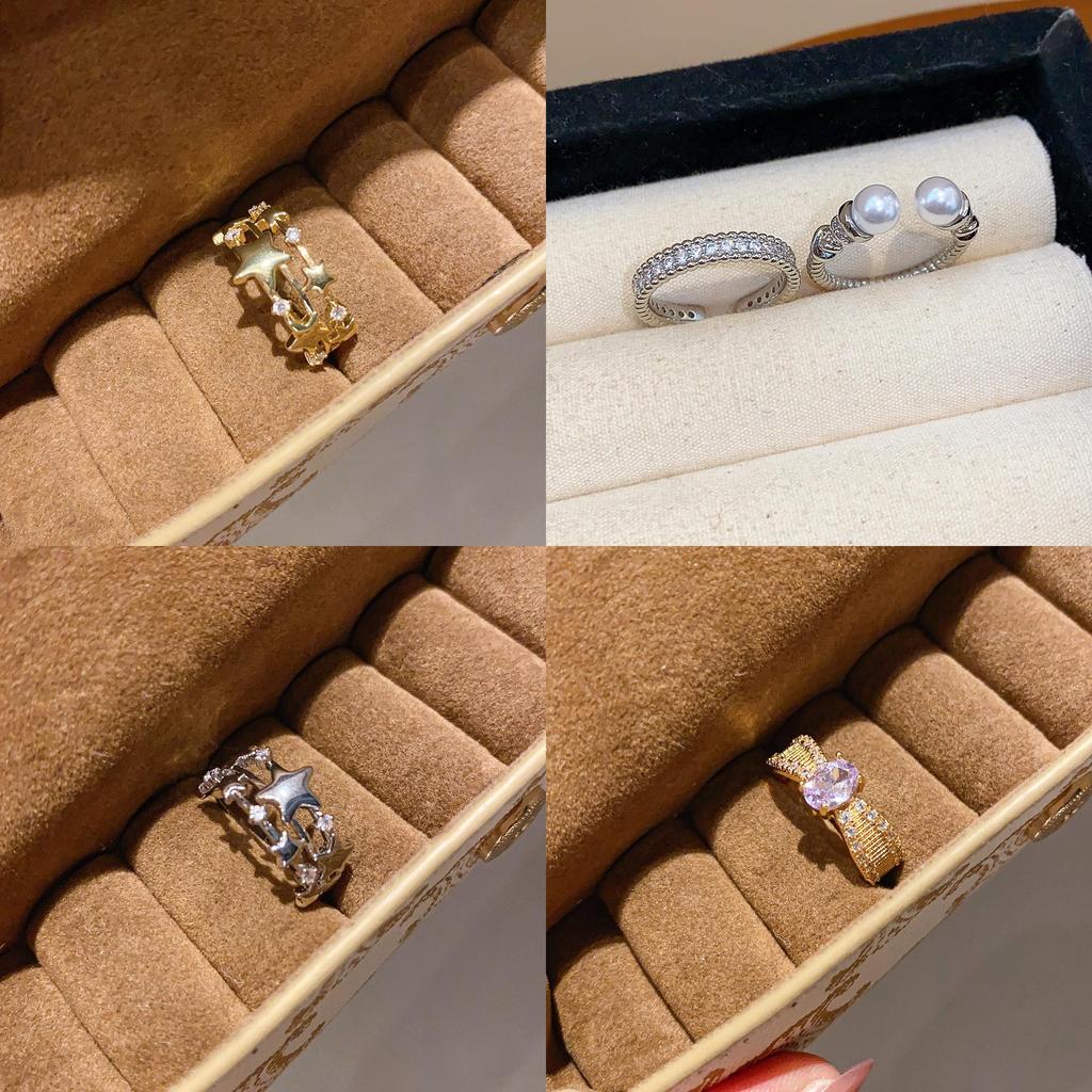 Minimalist Zircon Feather Leaf Open Ring For Elegant Ladies Wear