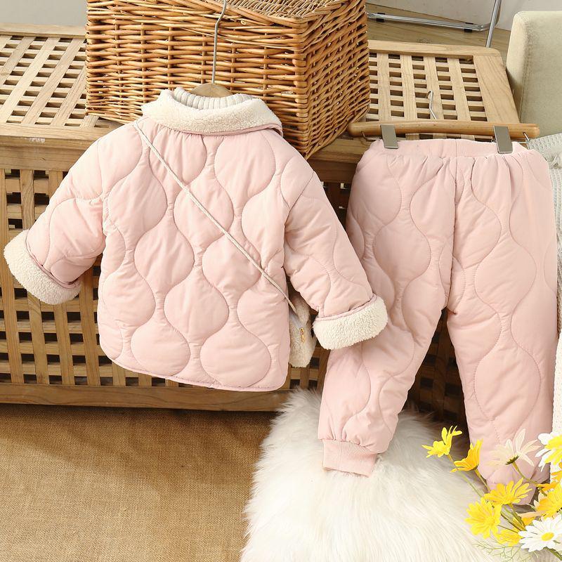 2025 Herbst/Winter Mädchen Baumwollanzug mit Fleecefutter: Modischer, verdickter Mantel für kleine und mittlere Kinder mit super niedlichem Baumwollfutter