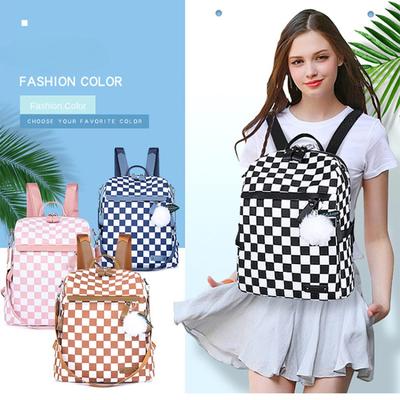 Oxford Cloth Backpack, Fashionable Checkerboard Backpack, Cross-border New Women's Backpack, Large Capacity Splashproof Travel Bag