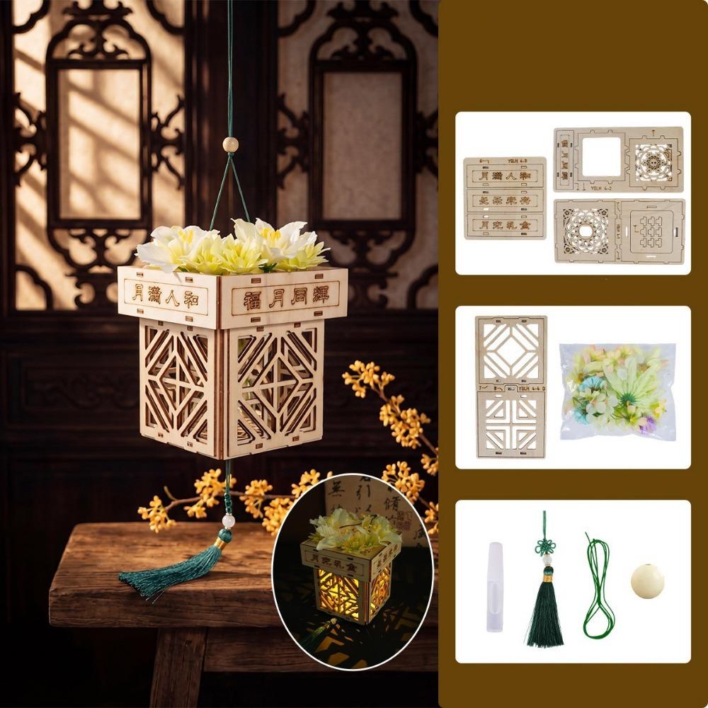 Traditional Style Wooden Luminous Lantern Luminous Handmade Lamp Home Decoration