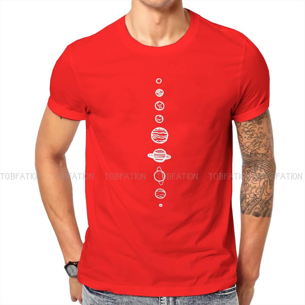 Black  Newest Tshirts Pluto Planet Men Graphic Fabric Tops T Shirt O Neck Big Size