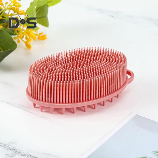 Bath Brush 2 in 1 Design Massage Cleansing Brush for Body And Head Silicone Body Exfoliating Scrubber with Anti-Slip Handle