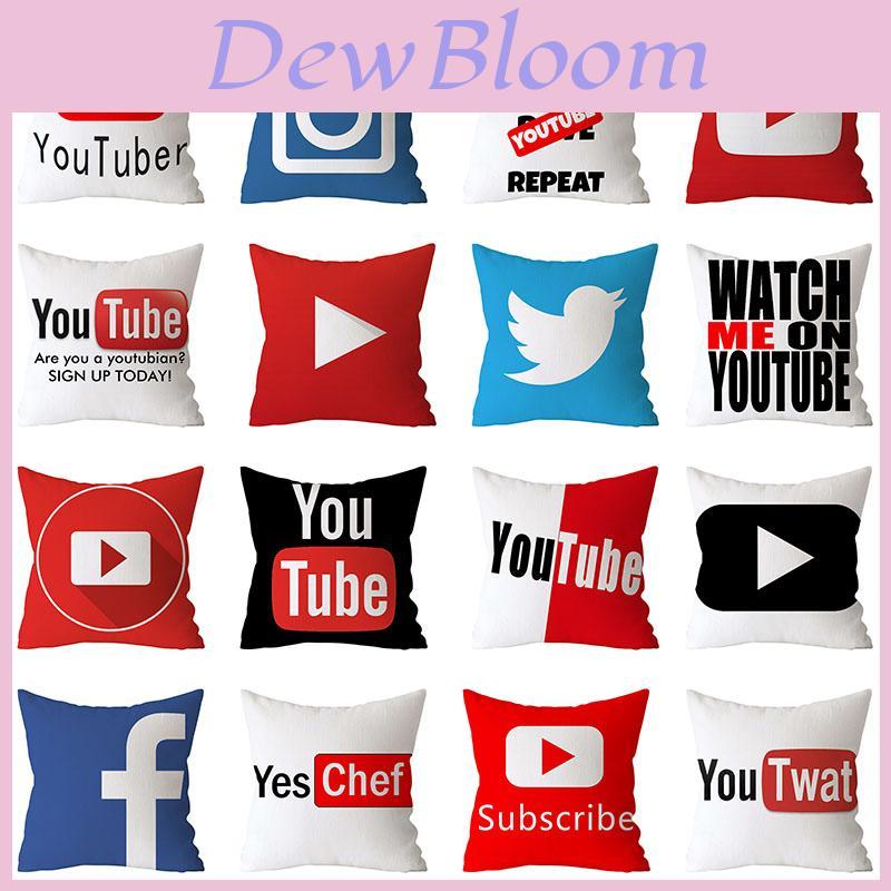 Cotton Linen Pillow Case With Unique Youtube Play Movie Video Music Subscribe Design For Home And Office Decor
