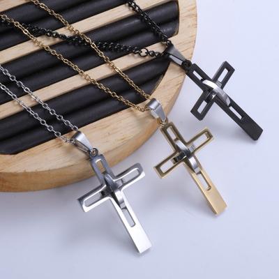 Cross Pendant Necklaces, Stainless Steel Necklace Women and Men, Minimalism Luxury Style Jewelry Accessories Chain